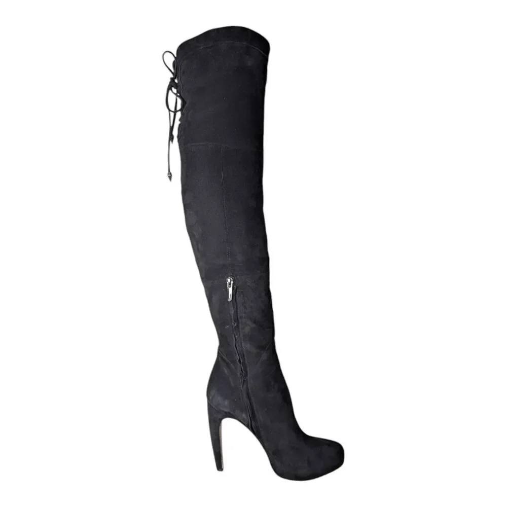 SAM EDELMAN Kayla Black Suede Over The Knee Boot Size 8M